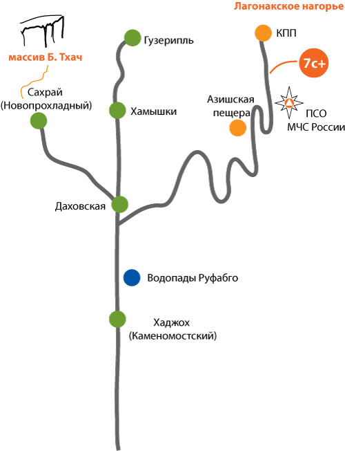 Карта достопримечательностей адыгеи с схемой проезда